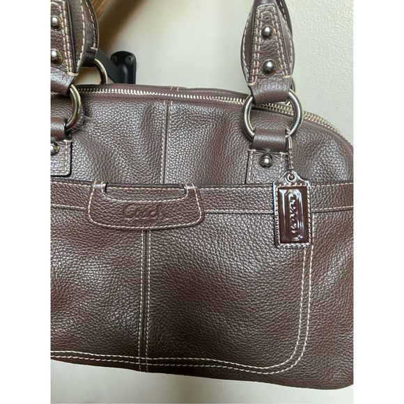 Coach Penelope F14685 Brown Pebbled Leather Silver Hardware Handbag Satchel - Picture 2 of 12